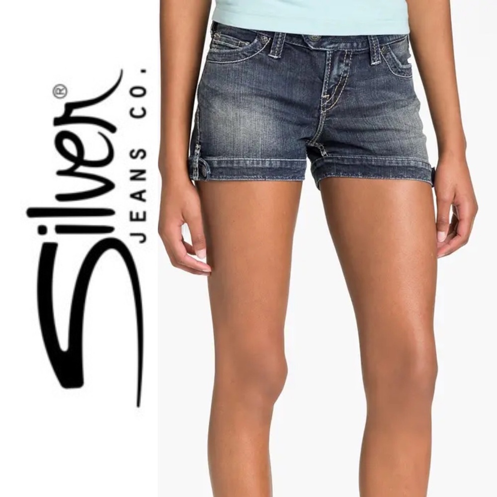 Silver Jeans Co Marti' Tab Cuff Denim Shorts